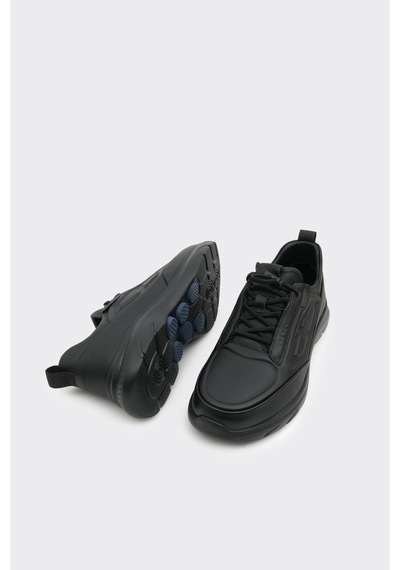 Derinet İthal Malzeme Lastik Bağcık Erkek Sneaker Siyah Siyah