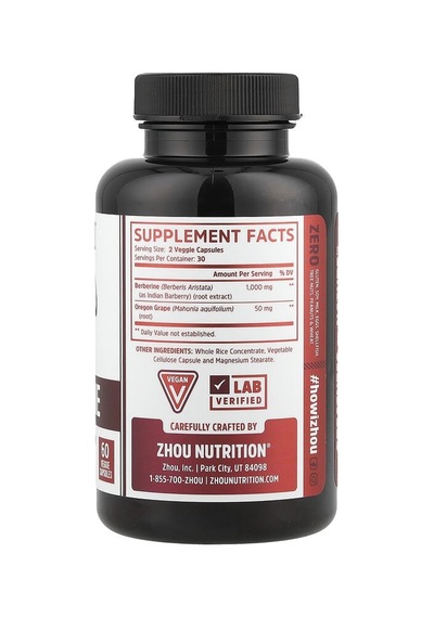 Zhou Nutrition, Berberine With Oregon Grape, 60 Veg Capsules Aromasız