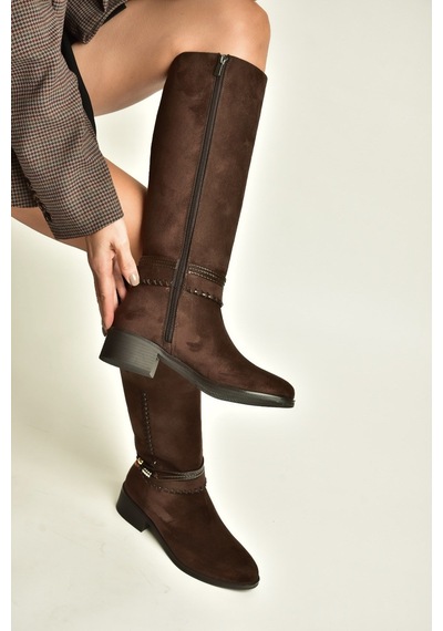 Fox Shoes Z820312802 Kahverengi Süet Kadın Çizme