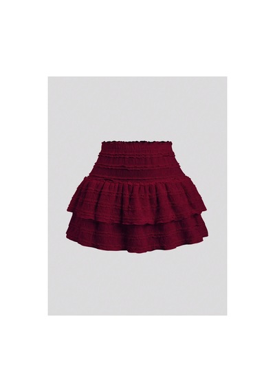 Wild Flower Fırfırlı Alaçatı Sitili Askılı Bluz Ve Katlı Mini Şort Etek Takım Bordo