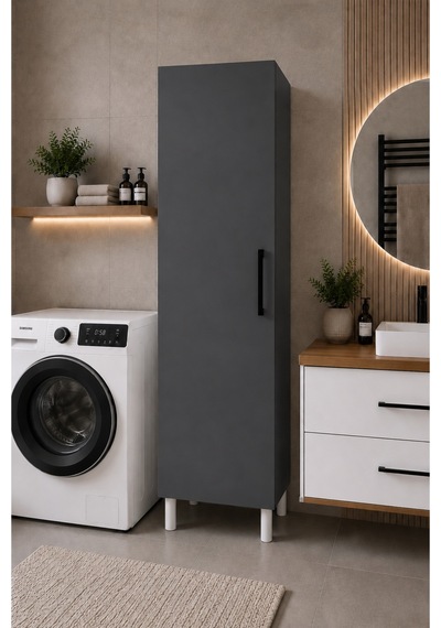 Antrasit 5 Bölmeli Banyo Dolabı - Çok Amaçlı Banyo Dolabı Siyah Antrasit 5 Bölmeli Banyo Dolabı - Çok Amaçlı Banyo Dolabı Siyah