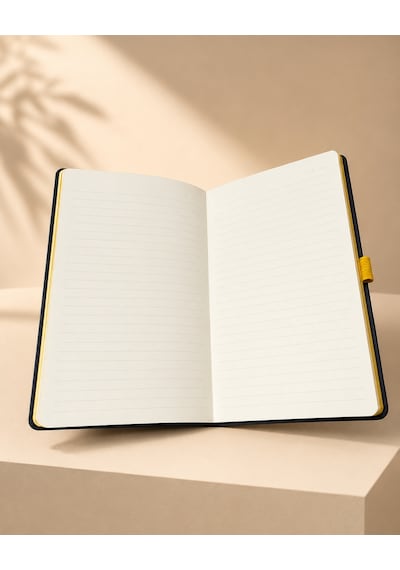 Modern Tasarım Lastikli Ajanda/defter Siyah - Sarı