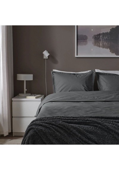 Ikea Hampflockel Çift Kişilik Nevresim Takımı 220 X 240 Cm Siyah Gri