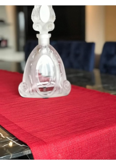Viemso Simli Keten Runner, Kırmızı, 45x150cm Sku: Smg8690010230126 30 x 50