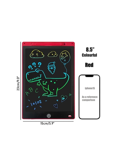 16/12 İnç Renkli Çizim Tableti Yazma Pedi Lcd Yazma Tableti Doodle Kurulu 8.5 Red Kırmızı