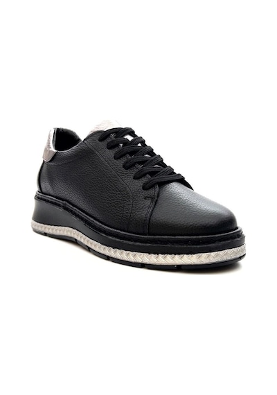 Venüs 25150007y Kadın Hakiki Deri Bağcıklı Feta Topuk Sneaker Ayakkabı Siyah