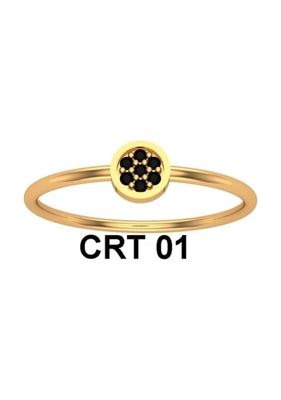 Çgk Çiğdem Gürel Kuyumculuk Siyah Taşlı Çıtır Altın Yüzük Gold