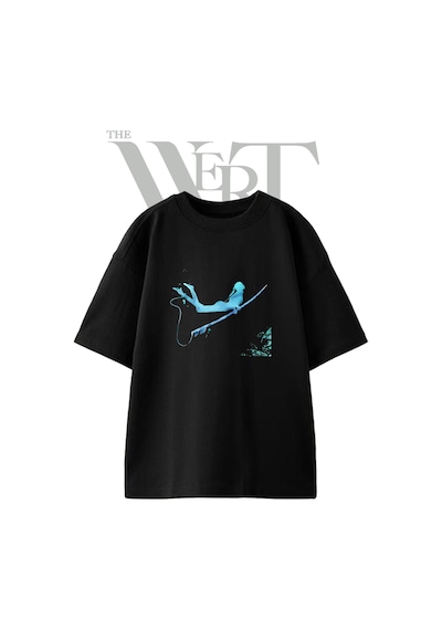 Thewert Surfer Girl Tasarım Baskılı Ünisex Siyah Oversize T-shirt