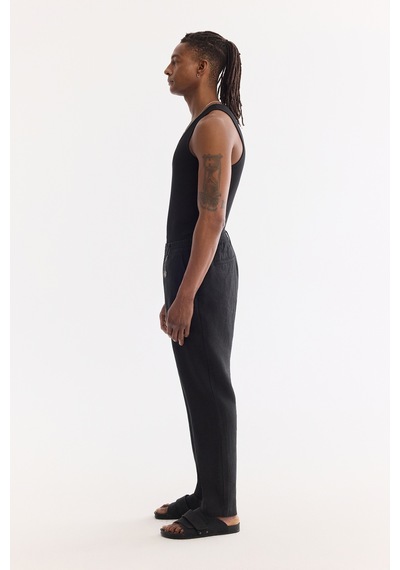 Avva Erkek Siyah Beli Lastikli %100 Keten Relaxed Fit Pantolon B003032