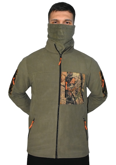 Mysia Outdoor Avcı Tipi Polar Mont Kalın Polar, Kamuflaj Desenli Cepli, Termal Outdoor Mont Açık Haki