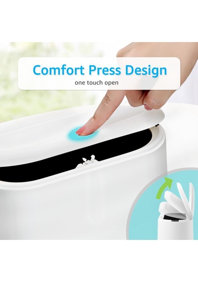Kapaklı Mini Çöp Kutusu, Çıkarılabilir İç Plastik İle Pres Tipi Küçük Çöp Kovası Küçük Çöp Sepeti Kompakt Kapaklı Kapatılabilir Çöp Kutusu, Masa Tezgah Üstü Ofis Çocuk Oval Dikdörtgen Beyaz