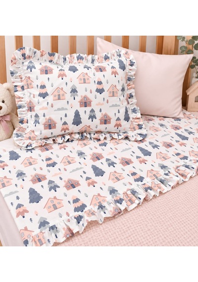 Sallhome Baby Textile Pudra Masal Evleri Bebek Pike Takımı 4 Parça 90x120 CM