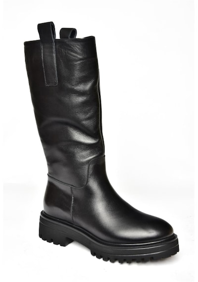 Fox Shoes R555267003 Siyah Hakiki Deri Kadın Çizme Siyah