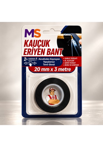 Premium Üst Kalite Kauçuk Eriyen Bant Yanmaz 20 Mm X 3 Metre İzolasyon Güçlü Yapışkanlı Tamir Bandı