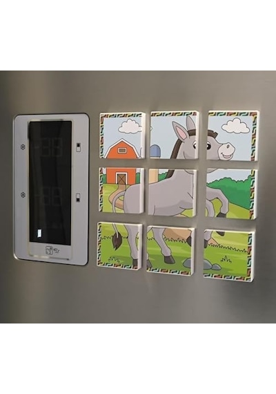Manyetik Blok Çift Taraflı 9 Parçalı Mıknatıslı Puzzle 2 Görsel Köpek-eşek