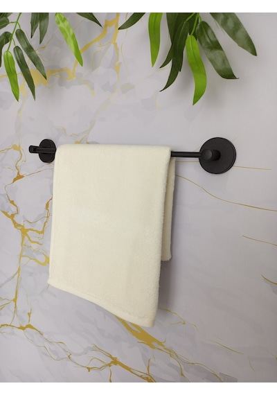 Yapışkanlı Banyo Aksesuar Seti 3 Lü Banyo Köşeliği Eko-uzun Havluluk-tuvalet Kağıtlığı-bornozluk Siyah