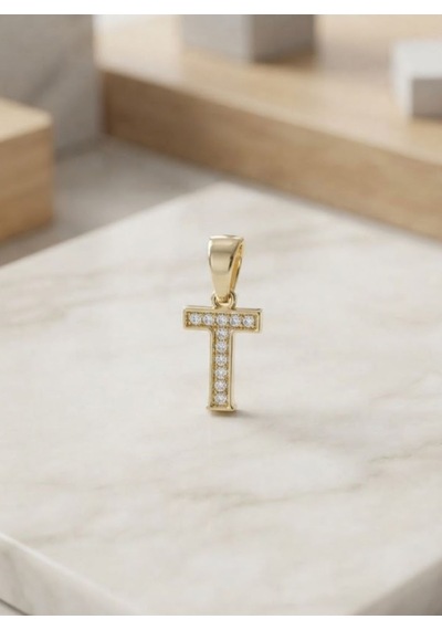 Xupıng Zirkon Taşlı T Harf Kolye Ucu 1 Cm 154.16 Altın