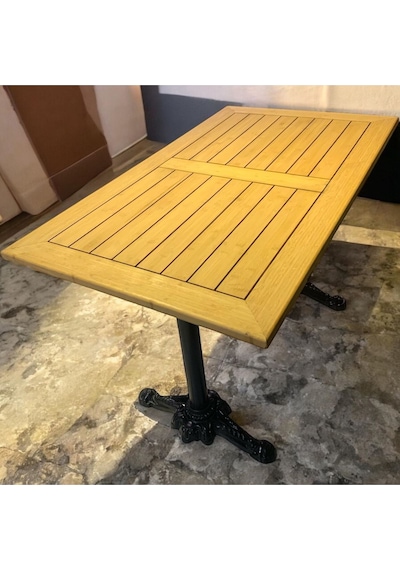 Cafe Masa Bambu Ahşap Yemek Masası 120 X 70 Aslan Ayak Naturel