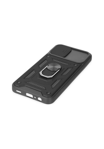 Samsung Galaxy  Uyumlu,  A03 Kılıf Pars Lens Yüzüklü Silikon - Siyah