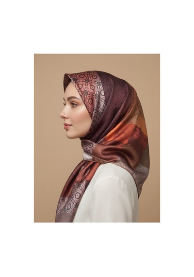 Trend Dijital Baskı Batik Dikdörtgen Desenli Royan Eşarp Desen 4 Renk 8 Çok Renkli