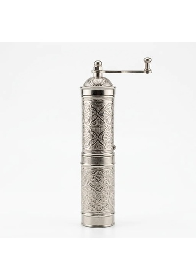 Aura Copper Nostaljik Manuel Kahve Karabiber Değirmeni 22 Cm Bakır Öğütücü - Gümüş