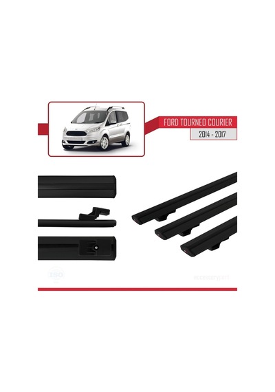 Ford Tourneo Courier 2014-2017 Arası İle Uyumlu Basic Model Ara Atkı Tavan Barı Siyah 3 Adet
