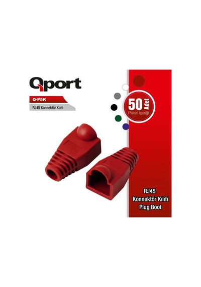 Qport Q-P5K Rj45 Konnektör Kılıfı 50'Li Paket Kırmızı
