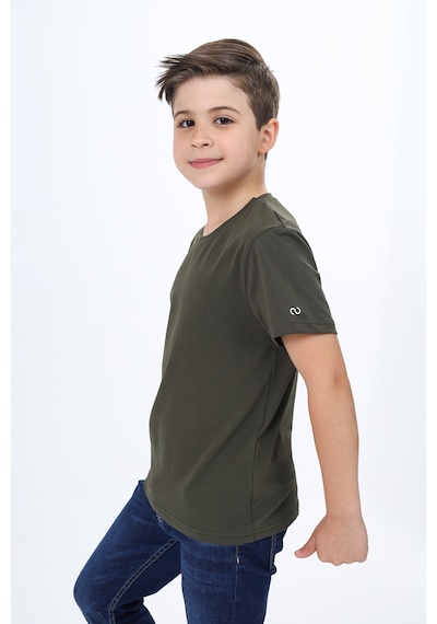 Toontoy Kids Toontoy Erkek Çocuk Bisiklet Yaka Kısa Kollu Tişört Haki