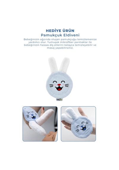Babyjem Bebek Bakım Bakım Seti Mavi 7 Parça + Pamukçuk Eldiveni Mavi Hediyeli