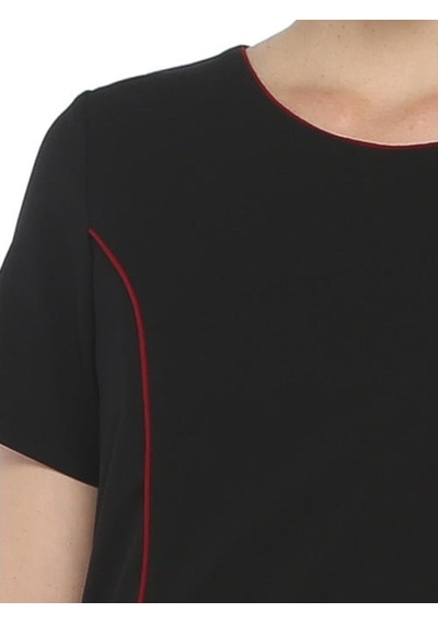 4085B-Nidya Moda Büyük Beden Elbise Biyesi Siyah Parçalı Kre... Siyah