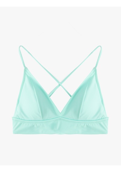 Koton Bağlama Detaylı Arkası Çapraz Askılı Bralet Bikini Üstü Yeşil 5sak10051mm Yeşil