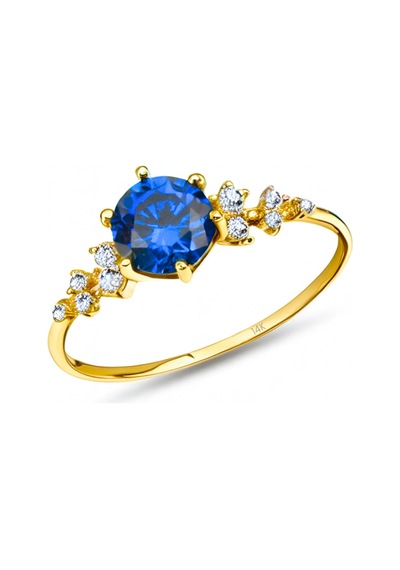 14 Ayar Altın Minimal Safir Yüzük 14 Ayar Altın