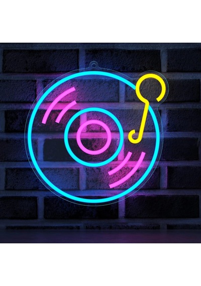 Müzik Plağı Neon Led Tabela Dekoratif Aydınlatma