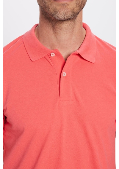 Tudors Erkek Slim Fit Dar Kesim Pamuklu Yumuşak Dokulu Serin Tutan Kumaş Düz Pike Polo Yaka Tişört-31624 Nar