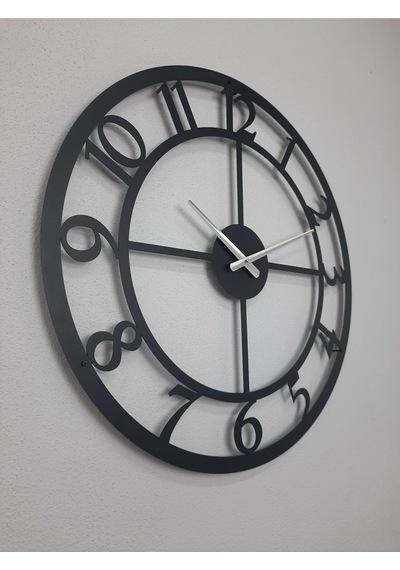 Rakamlı Metal Siyah Duvar Saati 1,5 Mm Kalınlık 60 X 60 Cm Siyah