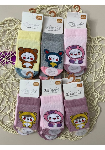 Ekinoks Socks Ekinoks Lina Asorti Dikişsiz Kız Çocuk Patik Çorap 12li Set 3329 Renkli