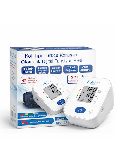 Life Net Medikal Dijital Üst Koldan Ölçer Tam Otomatik Tansiyon Aleti Renkli Ekran-bp310at