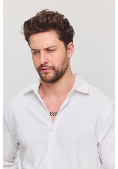 Yxc Trend Maker Oversize Rahat Kesim Erkek Gömlek Beyaz