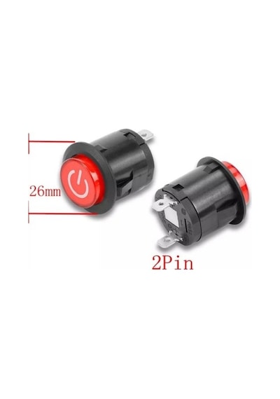 Ic-180E 26Mm Yaylı Rocker Buton Işıksız 'Power' Simgeli 2 Bacaklı