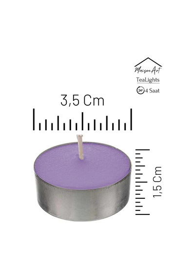 Lavanta Kokulu Tealight Mum 4 Saat Yanar Dekoratif Mumluk Mumu 10 Adet