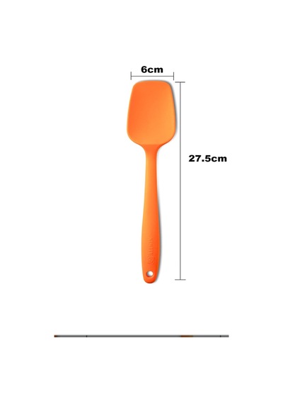 bybirgül Büyük Boy Silikon  Yanmaz Yapışmaz Düz Spatula  Turuncu