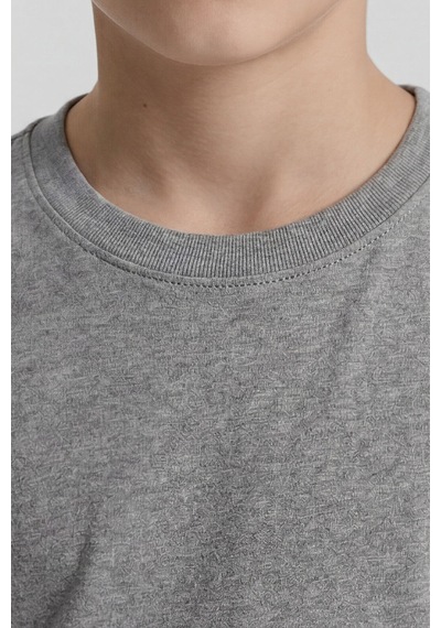 Gri Melanj O Yaka Standart Fit Basic Uzun Kollu Unisex Çocuk T-shirt - 11329 Grimelanj