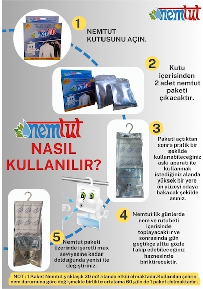 Nem Alıcı Rutubet Emici Koku Giderici Korozyon Önleyici 5 Kutu Içerisinde 10 Paket