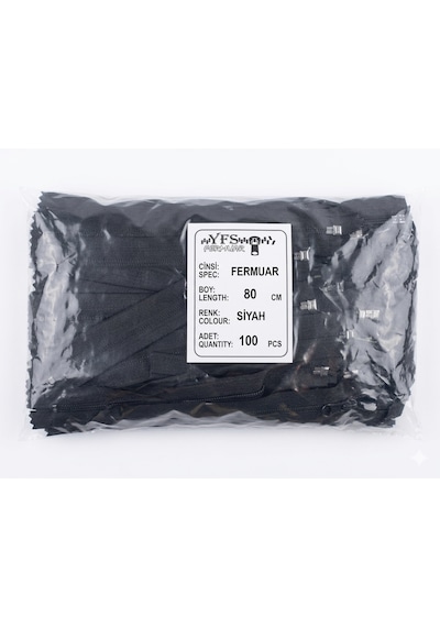 Yfs Fermuar Tip 10 Naylon Dişli Separe Fermuar Siyah 5 Adet 80 Cm