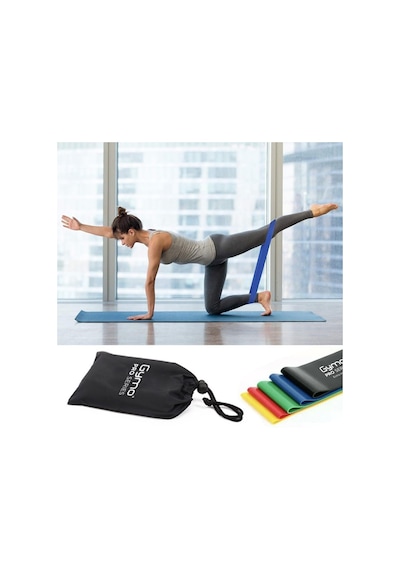 Gymo Çantalı Direnç Bandı Fitness Pilates Esnetme Lastiği 5'li
