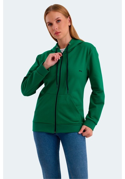 Slazenger Katya Kadın Fermuarlı Kapüşonlu Cepli Nane Sweatshirt Çok Renkli
