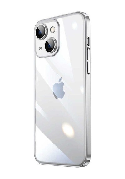 Apple Uyumlu iPhone 14 Kılıf Sert Pc Renkli Çerçeveli Zore Riksos Kapak Gümüş