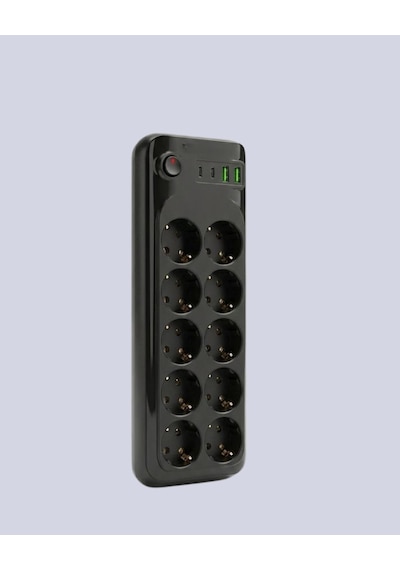 Termal Akım Korumalı 10 Lu Grup Priz Usb Type-c Hızlı Şarj 2500w 2m Kablo