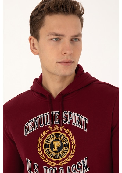 U.S. Polo Assn. Erkek Regular Fit Kapüşonlu Şardonlu Bordo Sweatshirt 50308999-VR014