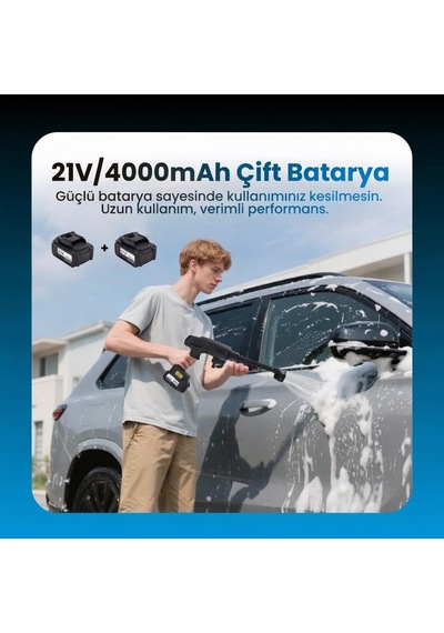 21v 4000mah Li-ion Kablosuz Yıkama Tabancası Siyah